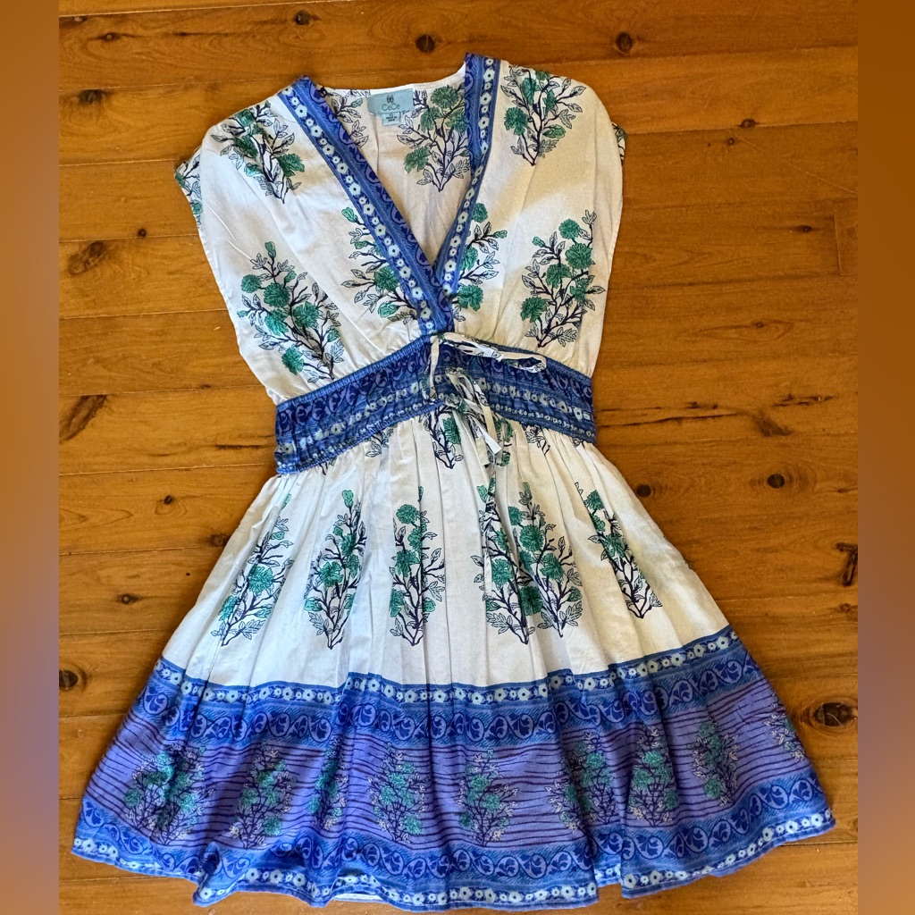 Cece Blue And White Floral Dress